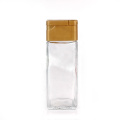 Food grade 100ml clear square glass spice pepper shaker bottle with plastic lid